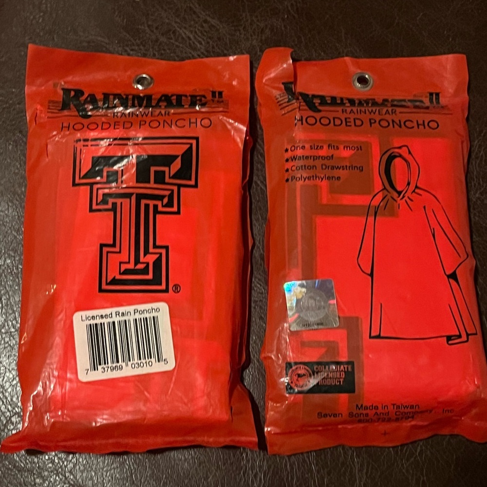 Pair of Licensed Texas Tech Rain Ponchos